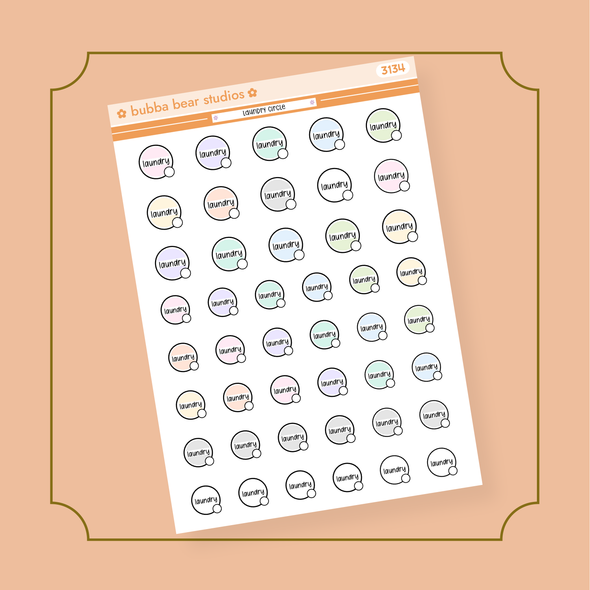 Laundry Circle Half Sheet Bubba Bear Studios Laundry Circle Stickers