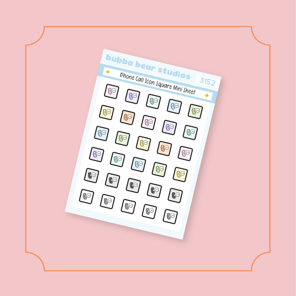 Phone Call Icon Square Mini Sheet Bubba Bear Studios Phone Call Icon Square Stickers