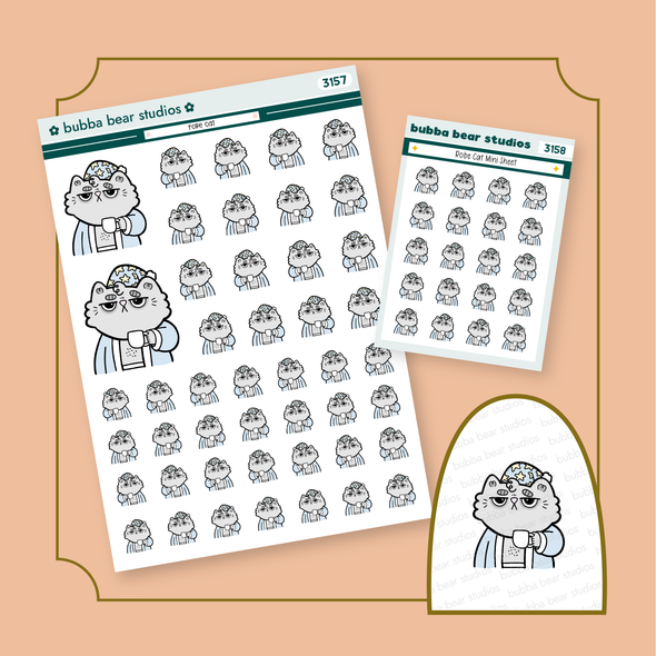 Robe Cat Buy All (Set of 2) Bubba Bear Studios Robe Cat Stickers