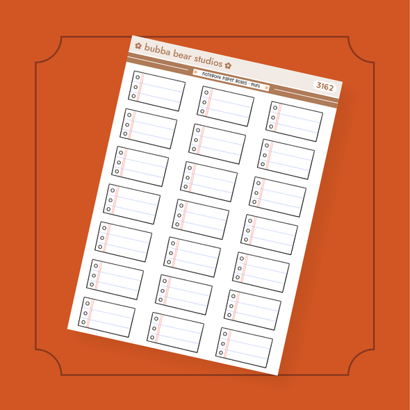 Notebook Paper Boxes 1.3" Width Bubba Bear Studios Notebook Paper Boxes Stickers