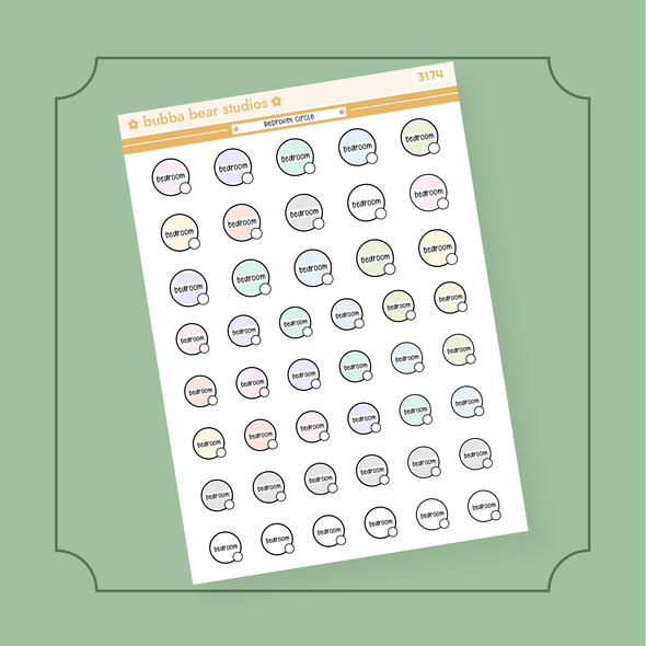 Bedroom Circle Half Sheet Bubba Bear Studios Bedroom Circle Stickers