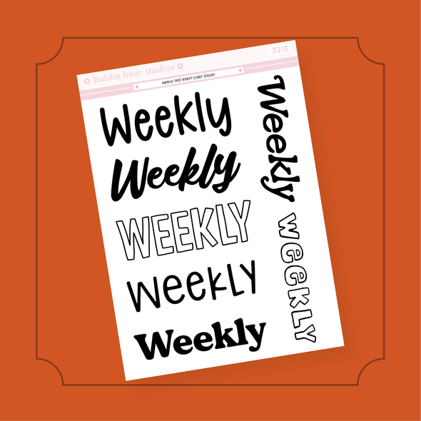 Weekly Text Insert Cover Sticker Bubba Bear Studios Weekly Text Insert Cover Sticker Stickers