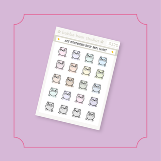 Not Impressed Bear Mini Sheet Bubba Bear Studios Not Impressed Bear Stickers