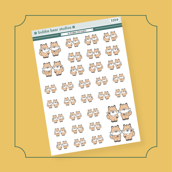 In Trouble Fox Couple Half Sheet Bubba Bear Studios In Trouble Fox Couple Stickers