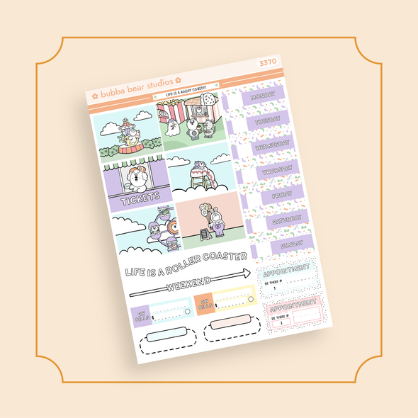 MINI - Life is a Roller Coaster Page 1 - Deco and Date Covers Bubba Bear Studios MINI - Life is a Roller Coaster Stickers
