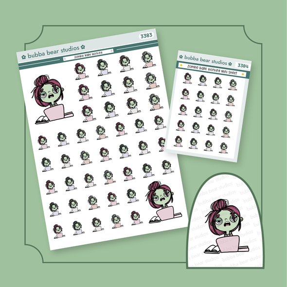 Zombie Babe Working Buy All (Set of 2) Bubba Bear Studios Zombie Babe Working Stickers