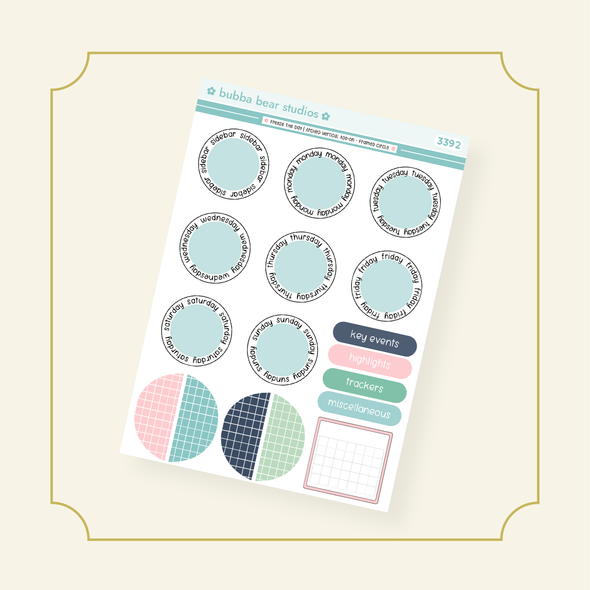 VERTICAL - Freeze The Day BBS PLANNER - ARCHED VERTICAL ADD-ON - Framed Circle Bubba Bear Studios VERTICAL - Freeze The Day Stickers
