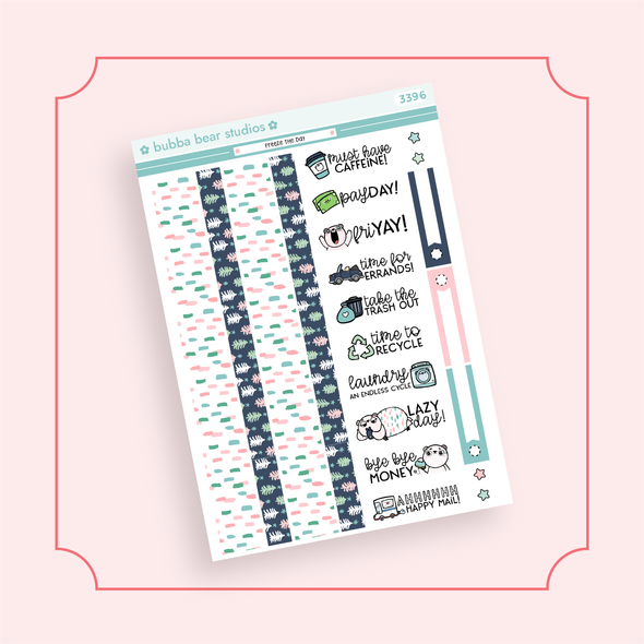 MINI - Freeze The Day Page 3 - Washi and Text Bubba Bear Studios MINI - Freeze The Day Stickers
