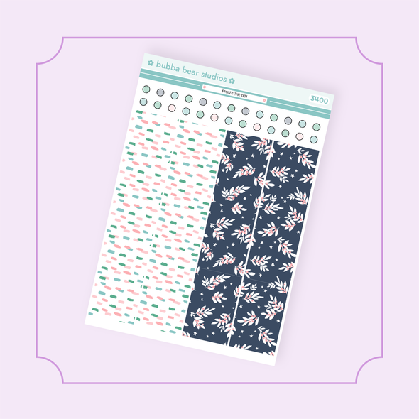 Hobonichi Cousin DAILY - Freeze The Day Page 2 - Washi + Checklist Circles Bubba Bear Studios Hobonichi Cousin DAILY - Freeze The Day Stickers
