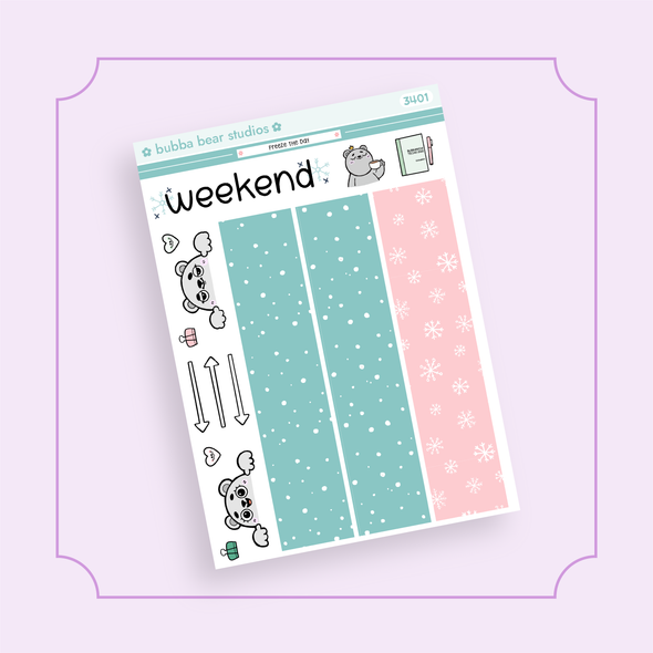 Hobonichi Cousin DAILY - Freeze The Day Page 3 - Washi + Doodles Bubba Bear Studios Hobonichi Cousin DAILY - Freeze The Day Stickers