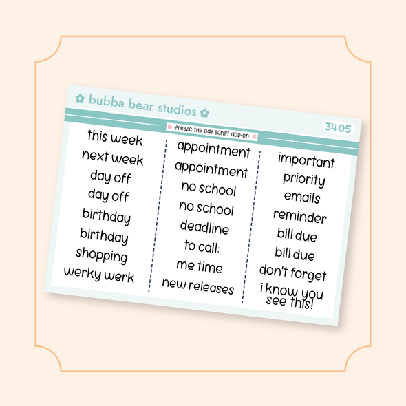 Freeze The Day Script Add-On Bubba Bear Studios Freeze The Day Script Add-On Stickers