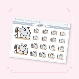 Need Caffeine Bear Quarter Sheet Bubba Bear Studios Need Caffeine Bear Stickers