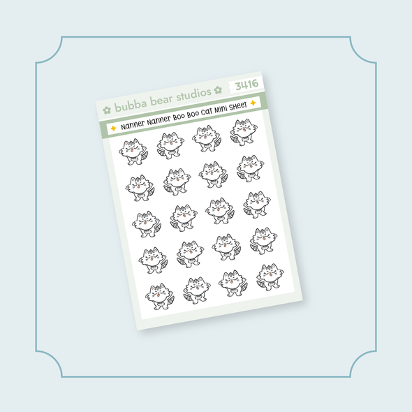 Nanner Nanner Boo Boo Cat Mini Sheet Bubba Bear Studios Nanner Nanner Boo Boo Cat Stickers