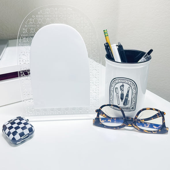 Rattan Arch Dry Erase Desktop Message Board