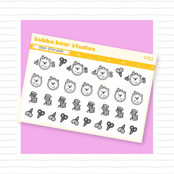 Cross-Stitch Bears Minimal Bubba Bear Studios Cross-Stitch Bears