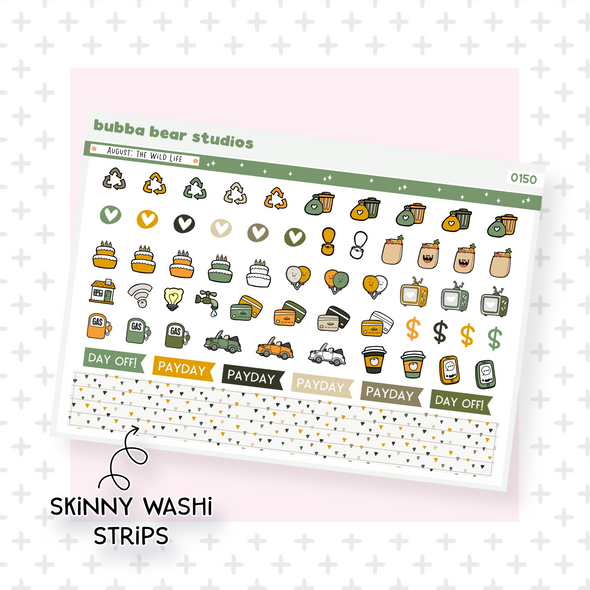Vertical - August - The Wild Life Page II - Icons & Washi Strips Bubba Bear Studios Vertical - August - The Wild Life