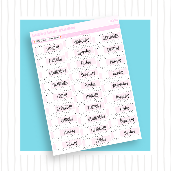 Date Covers Print Pink Bubba Bear Studios Date Covers