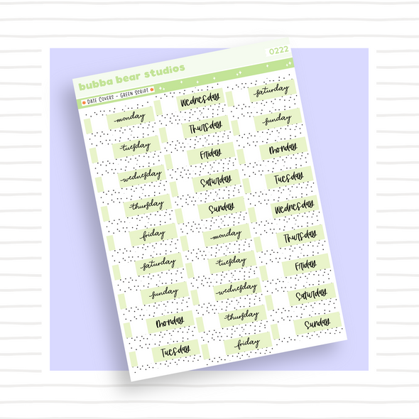 Date Covers Script Green Bubba Bear Studios Date Covers