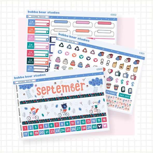 Vertical - September - Fresh Air Buy Full Monthly Kit (3 Pages) Bubba Bear Studios Vertical - September - Fresh Air