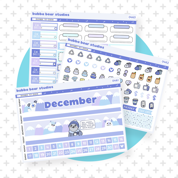 Vertical - December - Yeti Season Buy Full Monthly Kit (3 Pages) Bubba Bear Studios Vertical - December - Yeti Season