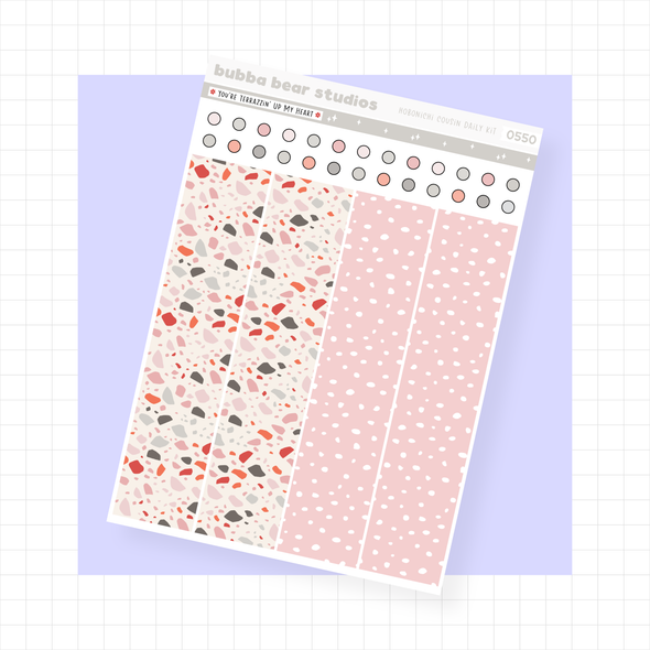 Hobonichi Cousin DAILY - You're Terrazzin' Up My Heart Page 2 - Washi & Checklist Circles Bubba Bear Studios Hobonichi Cousin DAILY - You're Terrazzin' Up My Heart Stationery