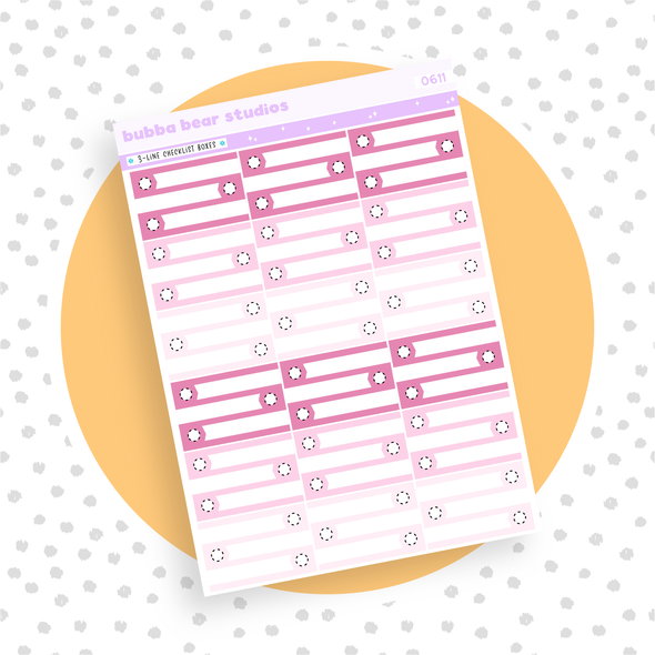 3-Line Checklist Boxes Pink Bubba Bear Studios 3-Line Checklist Boxes Stationery