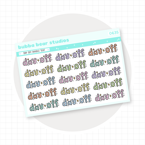 Day Off Doodle Text Colorful Bubba Bear Studios Day Off Doodle Text