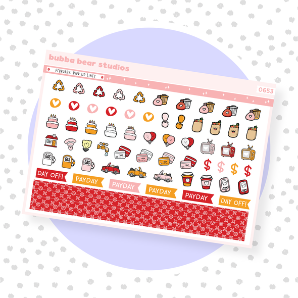 Vertical - February - Pick Up Lines Page II - Icons & Washi Strips Bubba Bear Studios Vertical - February - Pick Up Lines