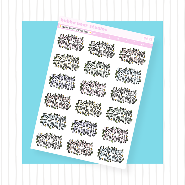 Water Plants Doodle Text Muted Bubba Bear Studios Water Plants Doodle Text