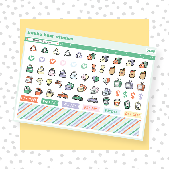 Vertical - March - Up Up Away Page II - Icons & Washi Strips Bubba Bear Studios Vertical - March - Up Up Away