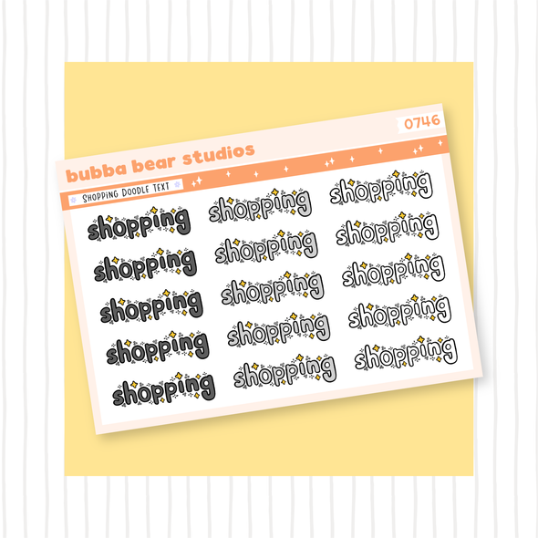 Shopping Doodle Text Minimal Bubba Bear Studios Shopping Doodle Text