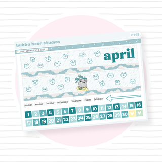 Vertical - April - Raining Cats and Dogs Page I - Month Cover & Date Numbers Bubba Bear Studios Vertical - April - Raining Cats and Dogs