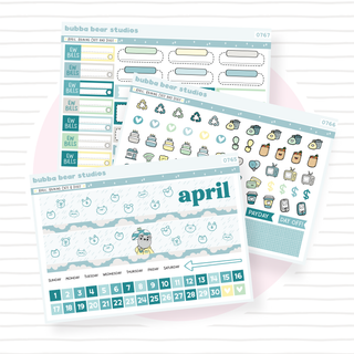Vertical - April - Raining Cats and Dogs Buy Full Monthly Kit (3 Pages) Bubba Bear Studios Vertical - April - Raining Cats and Dogs