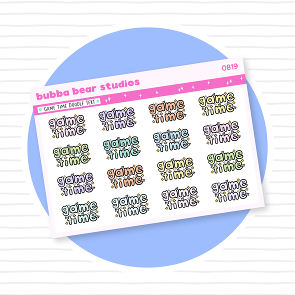 Game Time Doodle Text Colorful Bubba Bear Studios Game Time Doodle Text