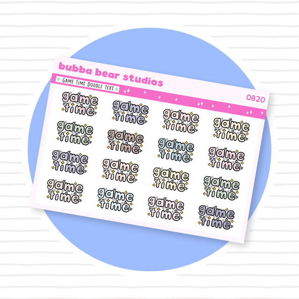 Game Time Doodle Text Muted Bubba Bear Studios Game Time Doodle Text