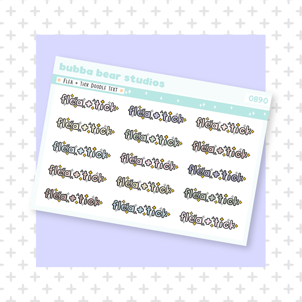 Flea + Tick Doodle Text Muted Bubba Bear Studios Flea + Tick Doodle Text