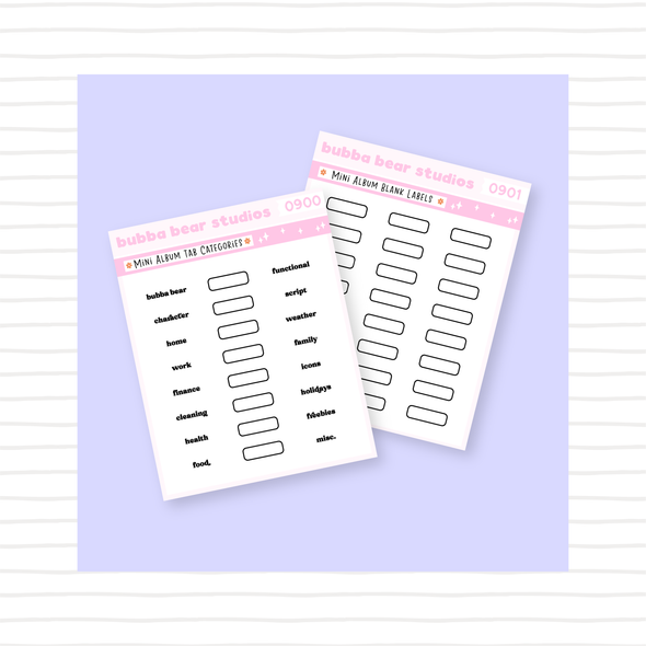 Mini Album Tab Categories Buy All (Set of 2) Bubba Bear Studios Mini Album Tab Categories
