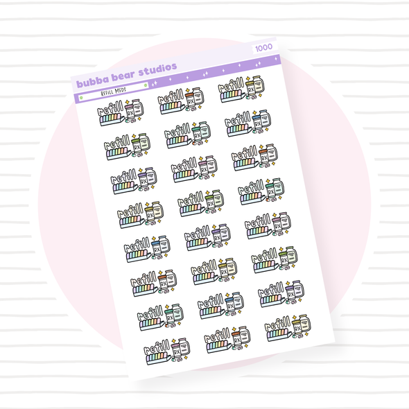 Refill Meds Colorful Bubba Bear Studios Refill Meds
