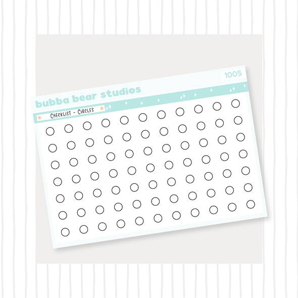 Checklist - Circles Minimal Bubba Bear Studios Checklist - Circles