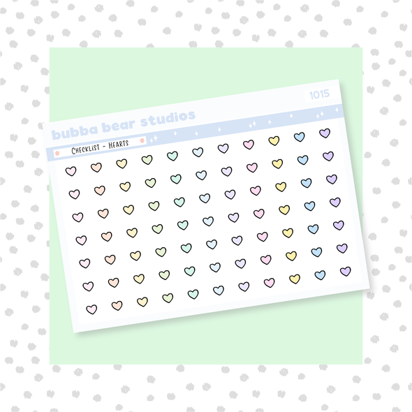 Checklist - Hearts Colorful Bubba Bear Studios Checklist - Hearts