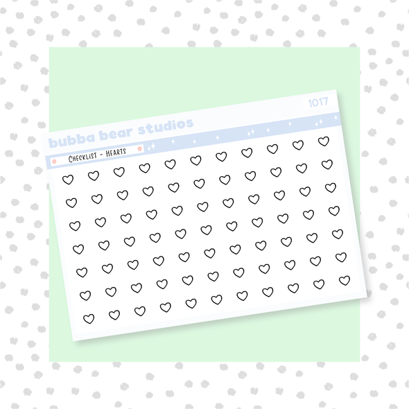 Checklist - Hearts Minimal Bubba Bear Studios Checklist - Hearts