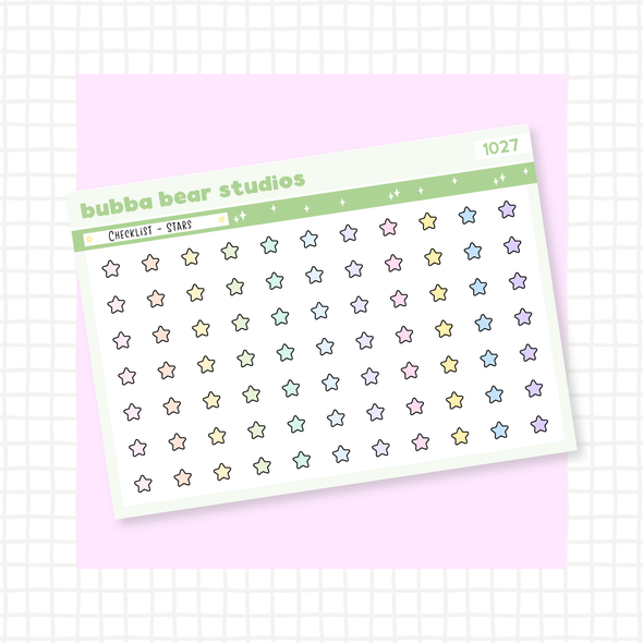 Checklist - Stars Colorful Bubba Bear Studios Checklist - Stars