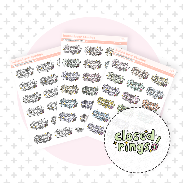 Closed Rings Doodle Text Buy All (Set of 3) Bubba Bear Studios Closed Rings Doodle Text