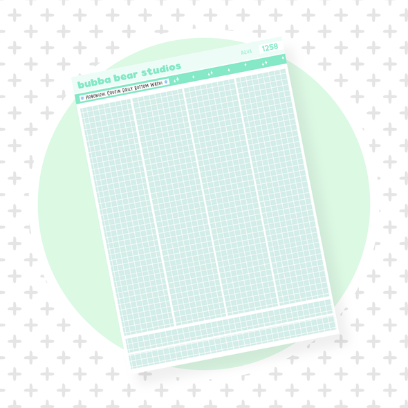 Hobonichi Cousin Daily Pages Bottom Washi - Grid Aqua Bubba Bear Studios Hobonichi Cousin Daily Pages Bottom Washi - Grid
