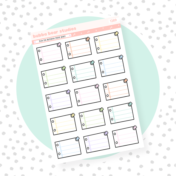 Push Pin Notebook Paper Boxes Standard Colorful Bubba Bear Studios Push Pin Notebook Paper Boxes