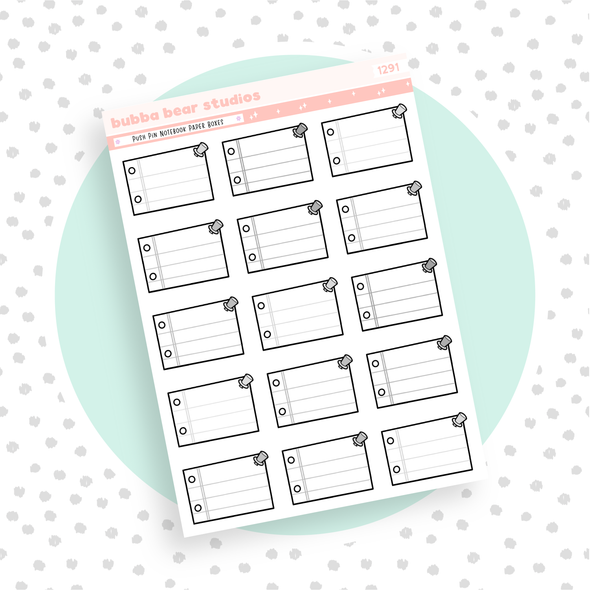 Push Pin Notebook Paper Boxes Standard Minimal Bubba Bear Studios Push Pin Notebook Paper Boxes
