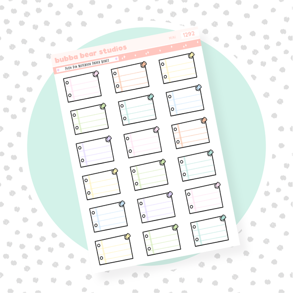 Push Pin Notebook Paper Boxes Mini Colorful Bubba Bear Studios Push Pin Notebook Paper Boxes