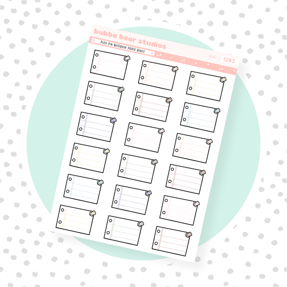 Push Pin Notebook Paper Boxes Mini Muted Bubba Bear Studios Push Pin Notebook Paper Boxes