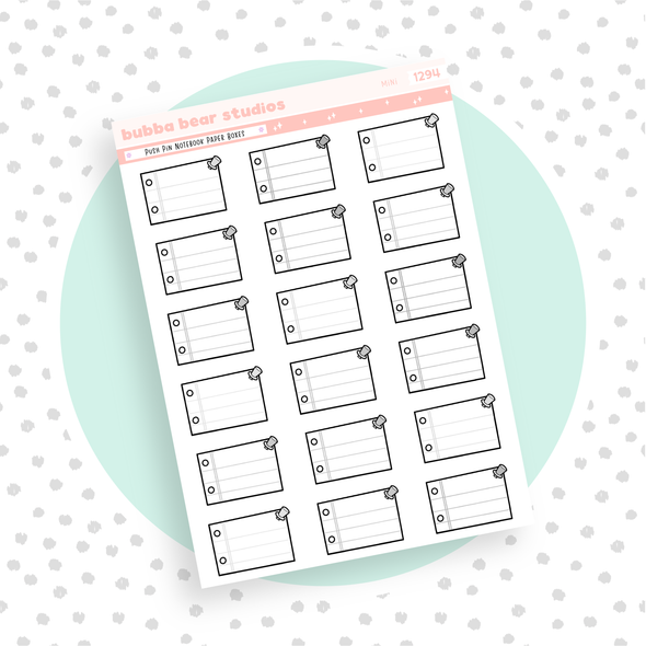 Push Pin Notebook Paper Boxes Mini Minimal Bubba Bear Studios Push Pin Notebook Paper Boxes