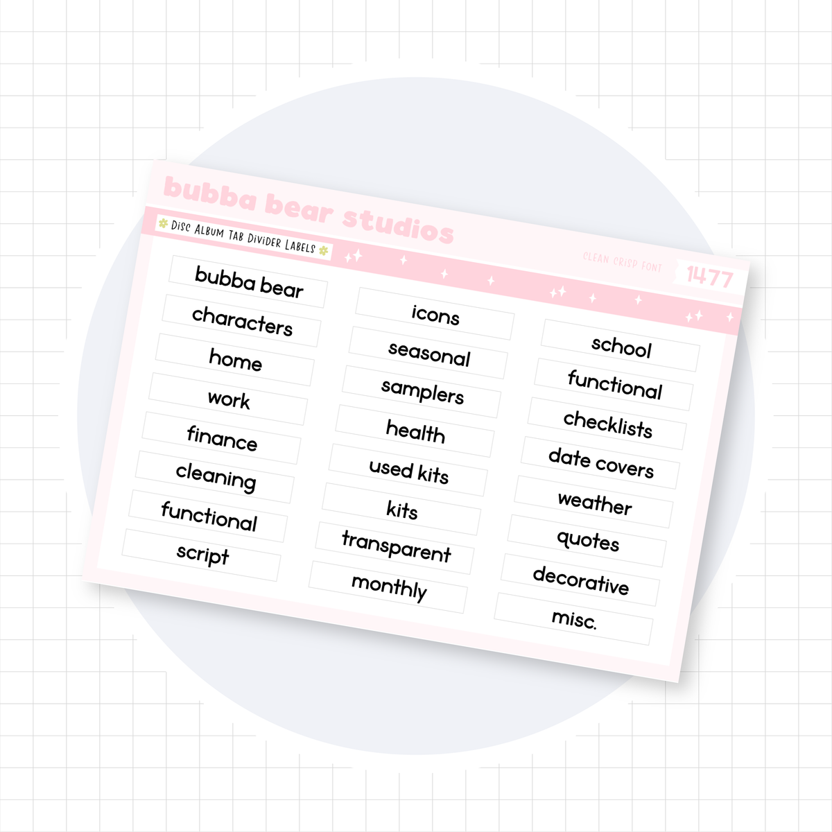 Tabbed Divider Labels for Disc Album Sticker Storage – Bubba Bear Studios